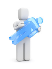 3d person carry glass silhouette of people