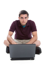 Teen boy on laptop