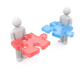 3d people with puzzle