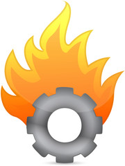 gear on fire illustration design over white