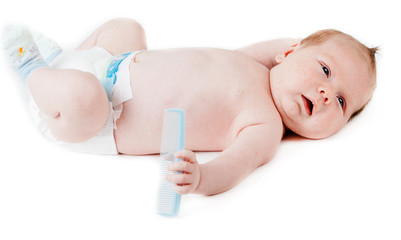 portrait of adorable baby. beautiful baby boy on white backgroun