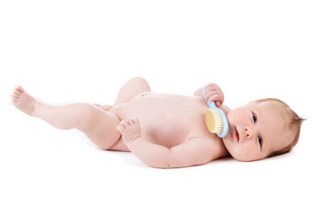 portrait of adorable baby. beautiful baby boy on white backgroun