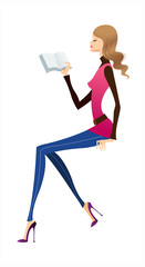 side view of woman sitting