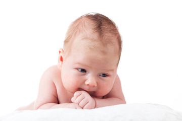 portrait of adorable baby. beautiful baby boy on white backgroun
