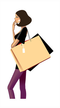 side view of woman holding bag