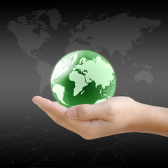 hand holding the earth globe