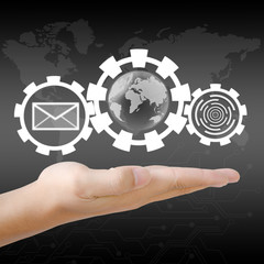hand holding the world and email
