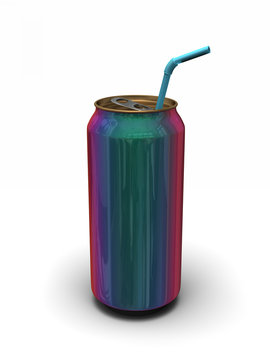iridescent can of soda