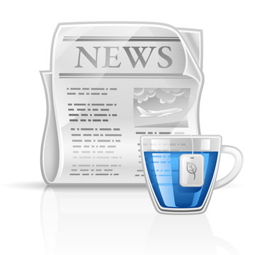 Newspaper with cup of tea