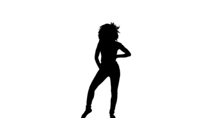 Silhouette of dancing woman with hands on hips