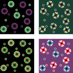 Fototapeta na wymiar 4 seamless multicolored floral patterns