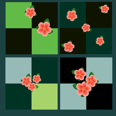 Seamless squares pattern with spring flowers