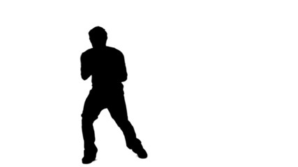 Silhouette man singing into a microphone - Powered by Adobe