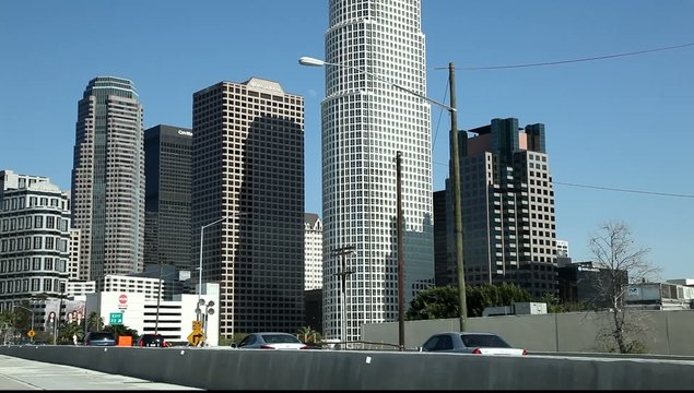 Los Angeles Downtown - view from the moving car