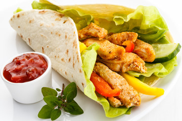 Kebab - grilled meat and vegetables