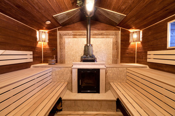 Interior of a russian sauna