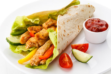 Kebab - grilled meat and vegetables