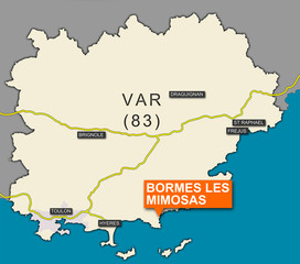 Situation de Bormes les Mimosas