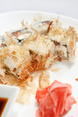 sushi with soy sauce