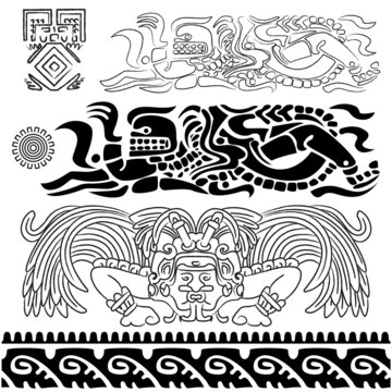 Ancient patterns with mayan gods