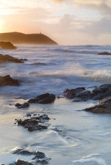 Fototapeta na wymiar Cornwall Sunset Seascape, Polzeath, UK.