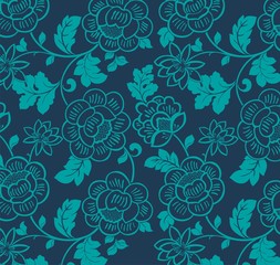water lilies, floral pattern, textile design, India