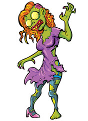 Fototapeta premium Cartoon sexy female zombie