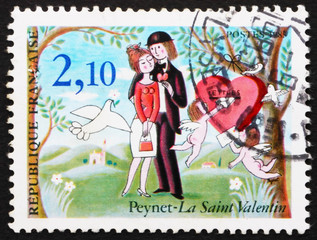 Postage stamp France 1985 St. Valentine, by Raymond Peynet