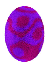egg with abstract furry texture in purple and pink
