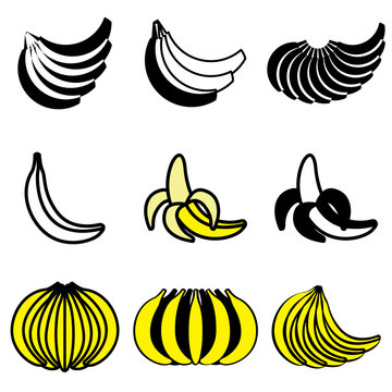 banana icons vector set