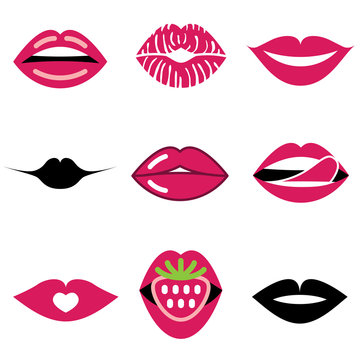 lips icons vector set