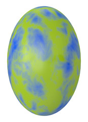 egg with abstract earth pattern in green and blue