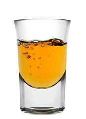 Glass of whiskey isolated over white background