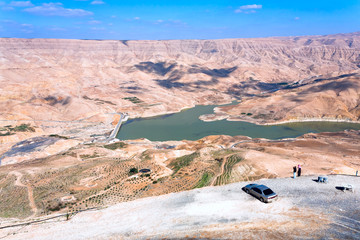 valley of Wadi Al Mujib river and dam, Jordan