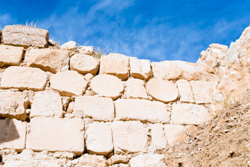 Fototapeta premium brick stone inner wall of ancient Kerak castle, Jordan