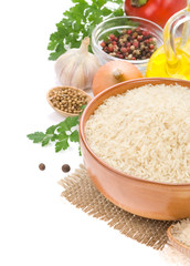 rice and food ingredient isolated on white