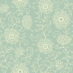 Fototapeta na wymiar Light floral seamless pattern for retro wallpapers