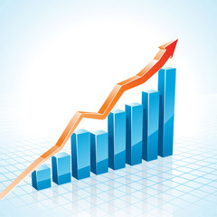 3d business growth bar graph.
