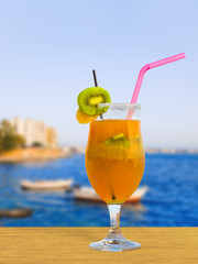 Cocktail on table in cafe