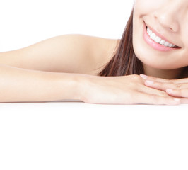 Obraz premium Beaitiful Girl smile mouth (lip) and hand