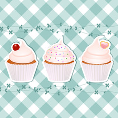 cupcakes on blue gingham