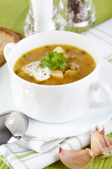 The Russian cuisine. Rassolnik soup