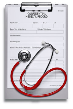 Medical record and stethoscope cut out clipping path