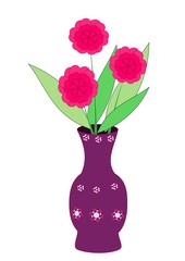 Vase of three red rose