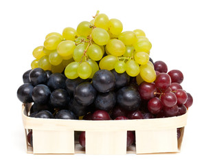 different variety of grape on white background