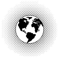 vector black and white earth globe