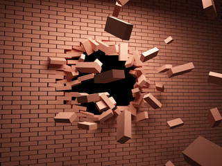 Broken brick wall