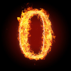 Fonts, numbers and symbols in fire - 0