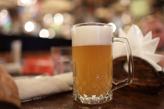 Glass of beer at pub
