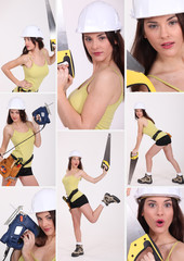 attractive woman playing with diy tools